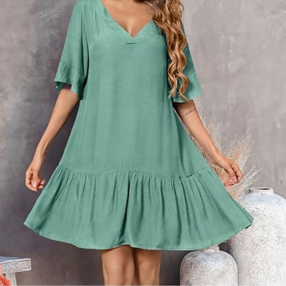 Dresses & Skirts - Sz L-dress or swim coverup. Drop waist with flowy sleeves & oversized neck.
